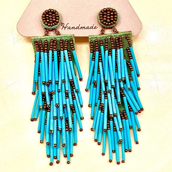 NWT Deepa Gurnani Beaded Gold Statement Earrings - Picture 9 of 12